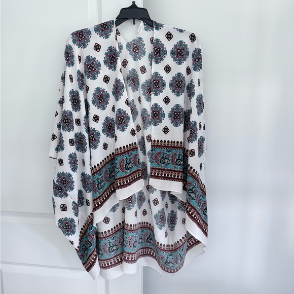 Open Front Kimono Beach Cover Up for Women Paisley One Size - Picture 1 of 10
